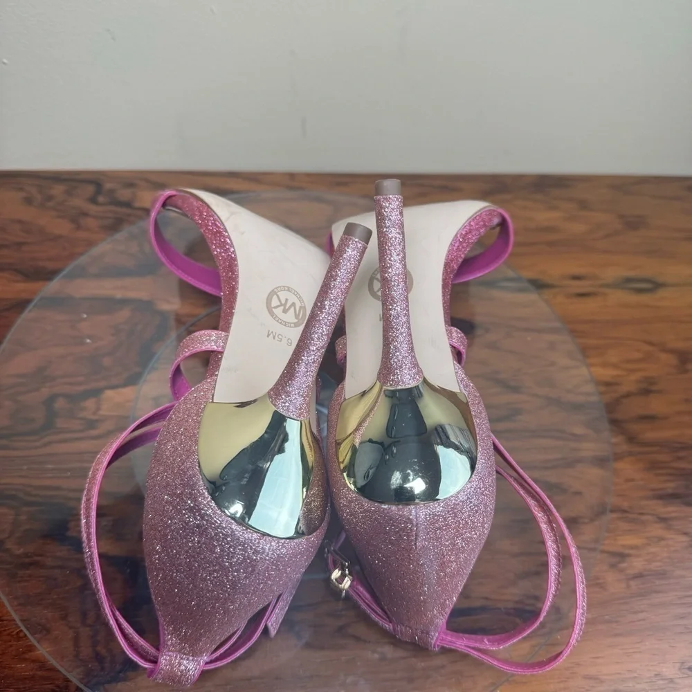 Michael Kors Astrid Glitter Fuchsia Heeled Sandal